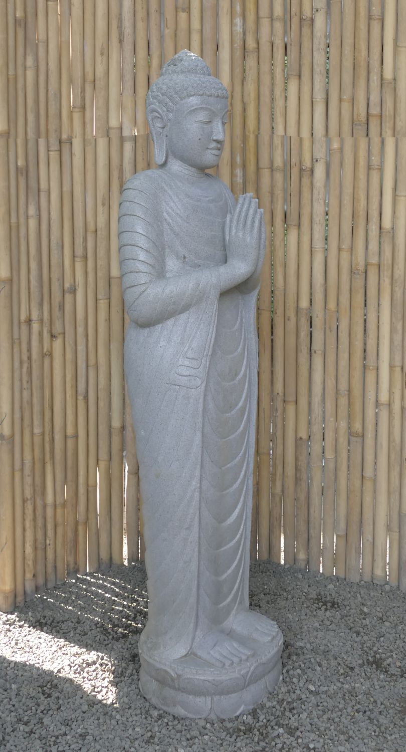  Product image 4 of the product “Standing Buddha made of Riverstone, position Namaskara , H. 180cm. ”